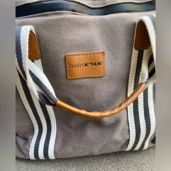BABY K'TAN THE WEEKENDER TOTE DIAPER BAG CHARCOAL W/STRIPES INSULATED Used grey - Picture 3 of 10
